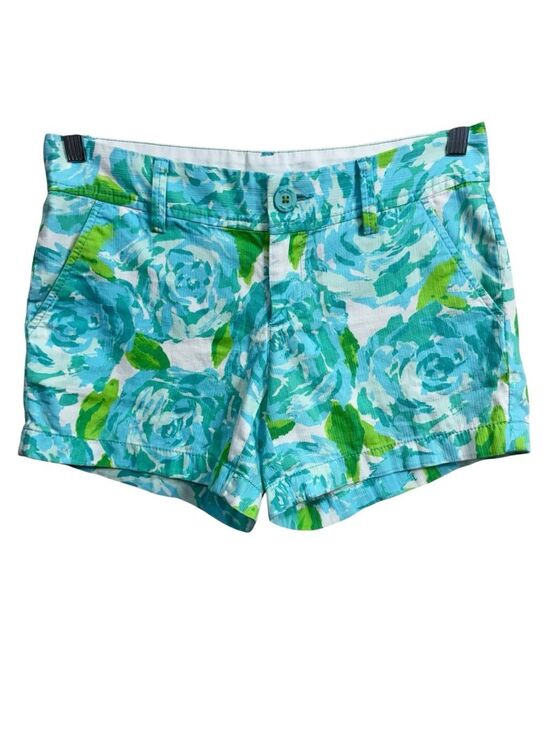 Lilly Pulitzer Pants - Lilly Pulitzer Callahan Shorts Size 2 Blue Green Floral Cotton